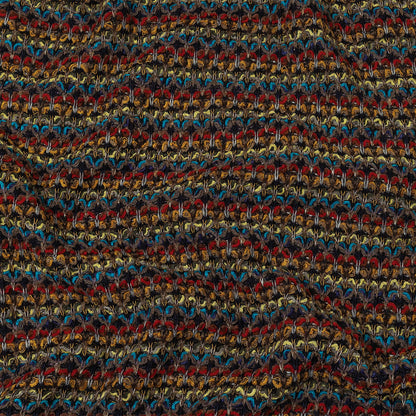 Italian Taupe and Multicolor Chenille and Boucle Striped Blended Wool Sweater Knit