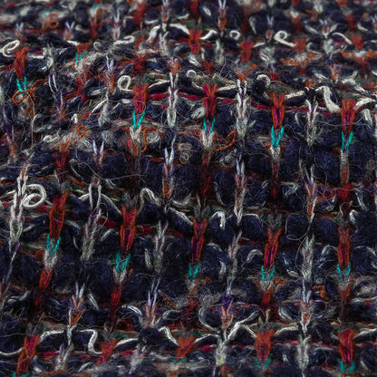 Italian Navy, Red and Orange Striped Boucle Blended Wool Sweater Knit Detail
