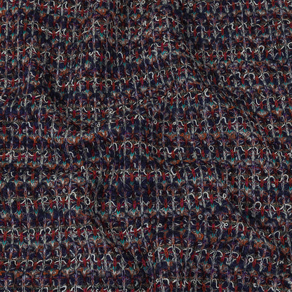 Italian Navy, Red and Orange Striped Boucle Blended Wool Sweater Knit