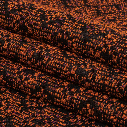 Metallic Gold, Shocking Orange and Black Diamonds Polyester Boucled Jacquard Folded