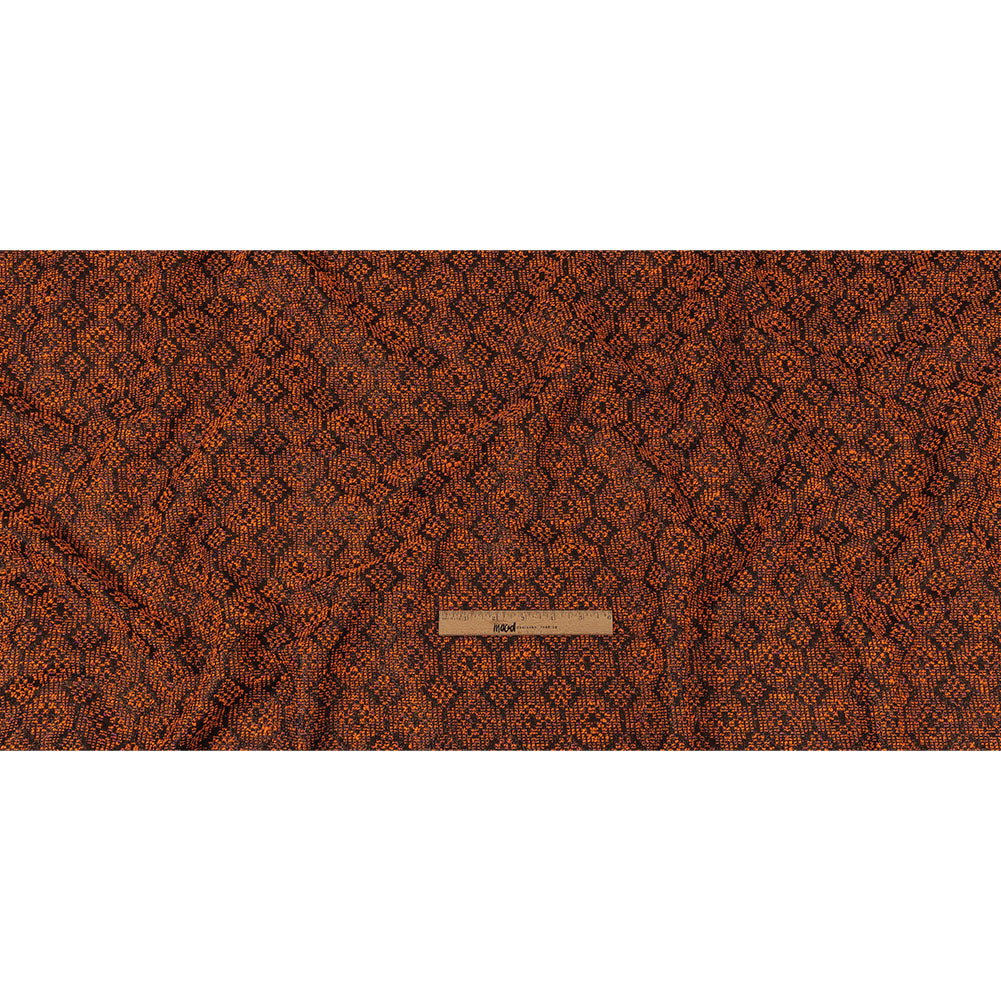 Metallic Gold, Shocking Orange and Black Diamonds Polyester Boucled Jacquard Full