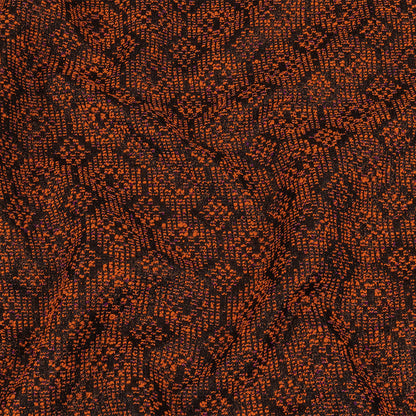 Metallic Gold, Shocking Orange and Black Diamonds Polyester Boucled Jacquard