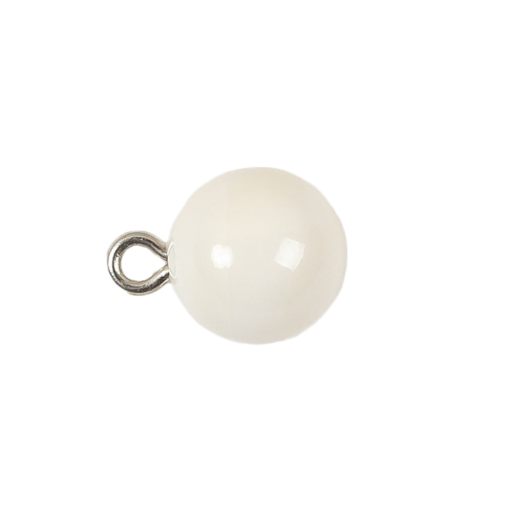 Vintage Chalk White Glass Shank Back Ball Button - 20L/12.5mm Folded