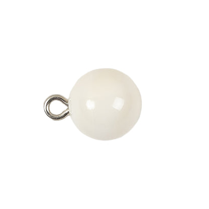 Vintage Chalk White Glass Shank Back Ball Button - 20L/12.5mm Folded