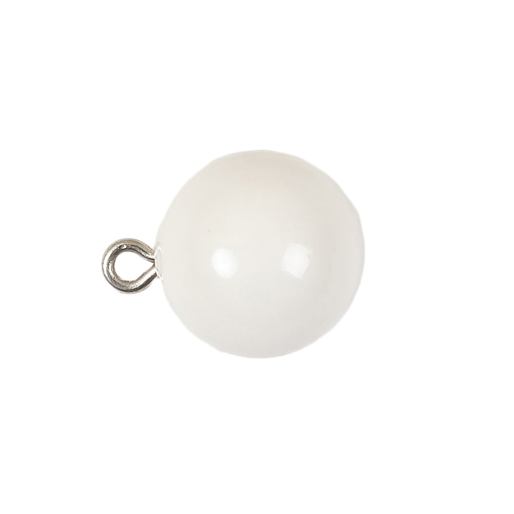 Vintage Chalk White Glass Shank Back Ball Button - 25L/16mm Folded