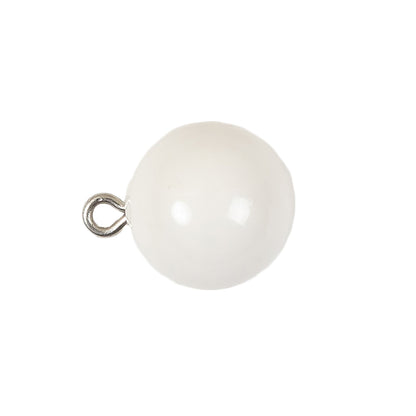Vintage Chalk White Glass Shank Back Ball Button - 25L/16mm Folded