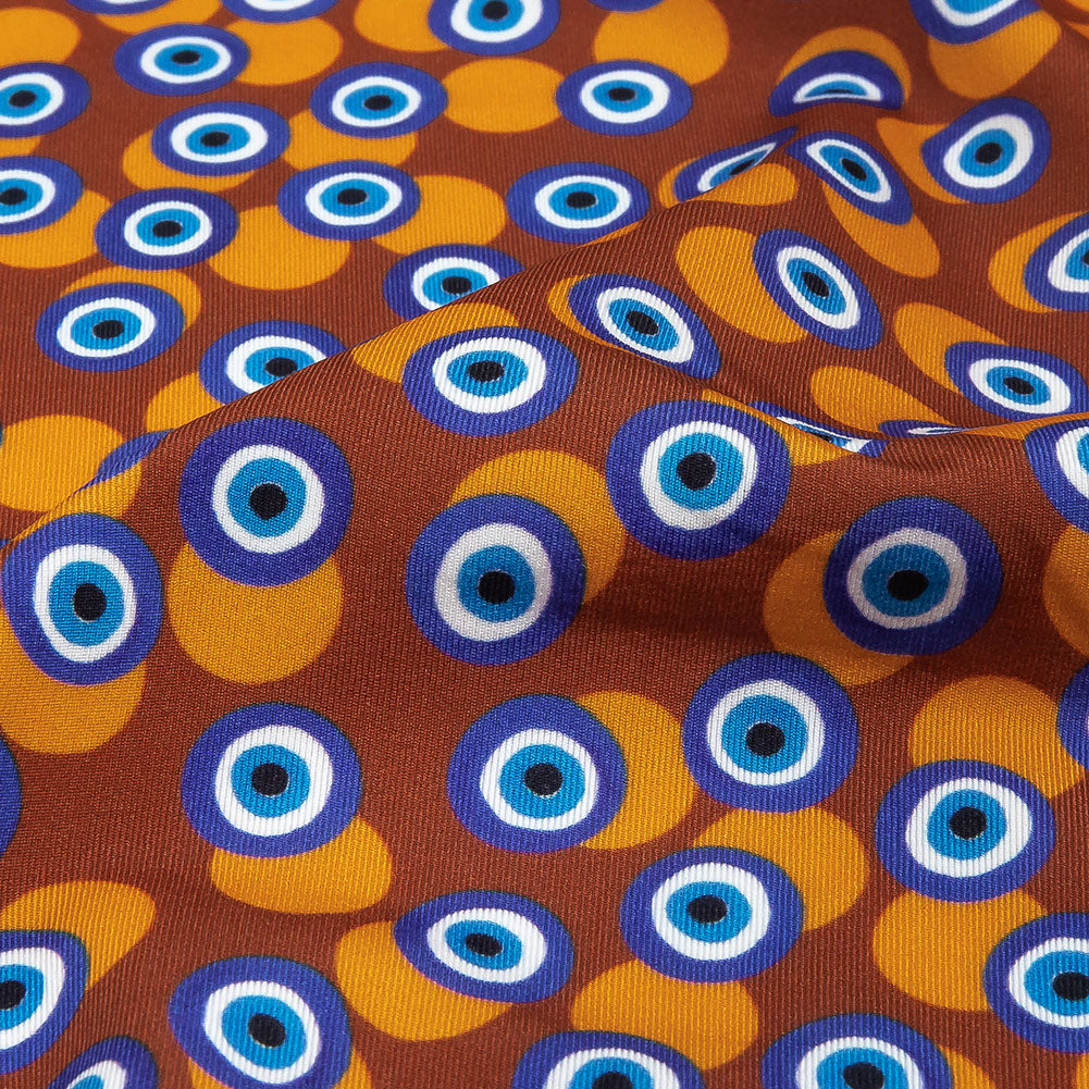 Blue and Brown Bouncing Evil Eye Caye UV Protective Compression Swimwear Tricot with Aloe Vera Microcapsules - Detail