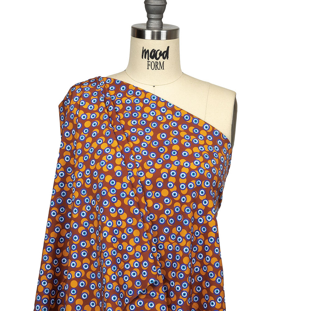 Blue and Brown Bouncing Evil Eye Caye UV Protective Compression Swimwear Tricot with Aloe Vera Microcapsules - Drape