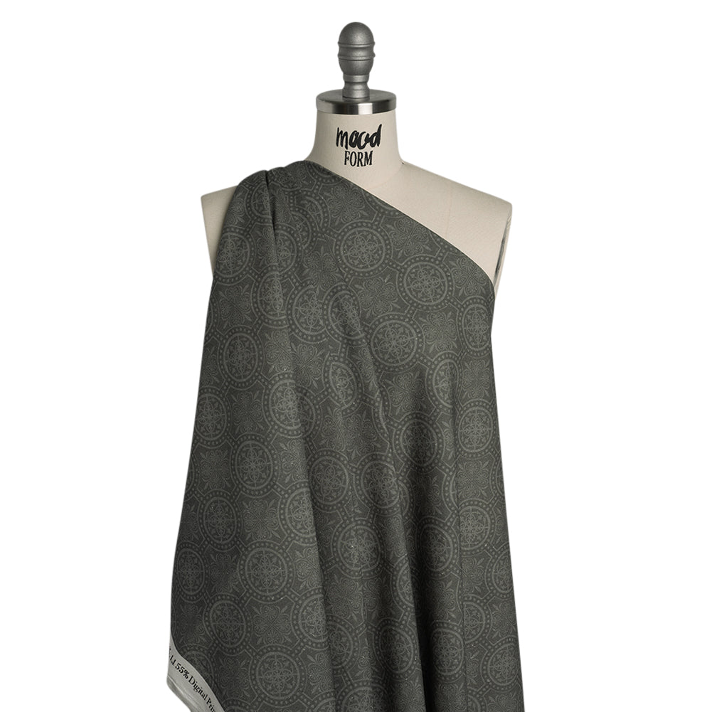 Linen and Rayon Woven Print - Gray Medallions - Mood Exclusive Gawain's Glory Drape
