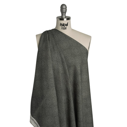 Linen and Rayon Woven Print - Gray Medallions - Mood Exclusive Gawain's Glory Drape