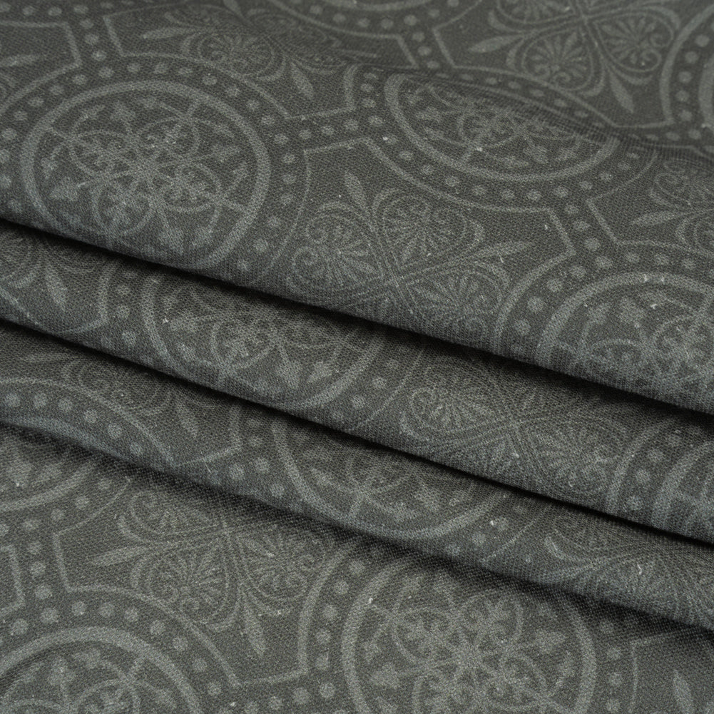 Linen and Rayon Woven Print - Gray Medallions - Mood Exclusive Gawain's Glory Folded