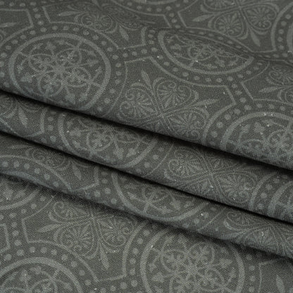 Linen and Rayon Woven Print - Gray Medallions - Mood Exclusive Gawain's Glory Folded