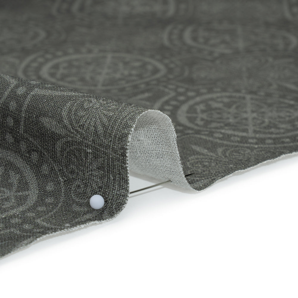 Linen and Rayon Woven Print - Gray Medallions - Mood Exclusive Gawain's Glory Detail