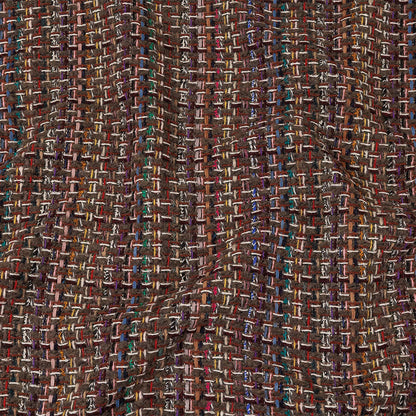 Italian Taupe, Burgundy and Multicolor Tweedy Plaid Blended Wool Woven