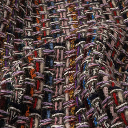 Italian Lilac, Gray and Multicolor Tweedy Plaid Blended Wool Woven Detail