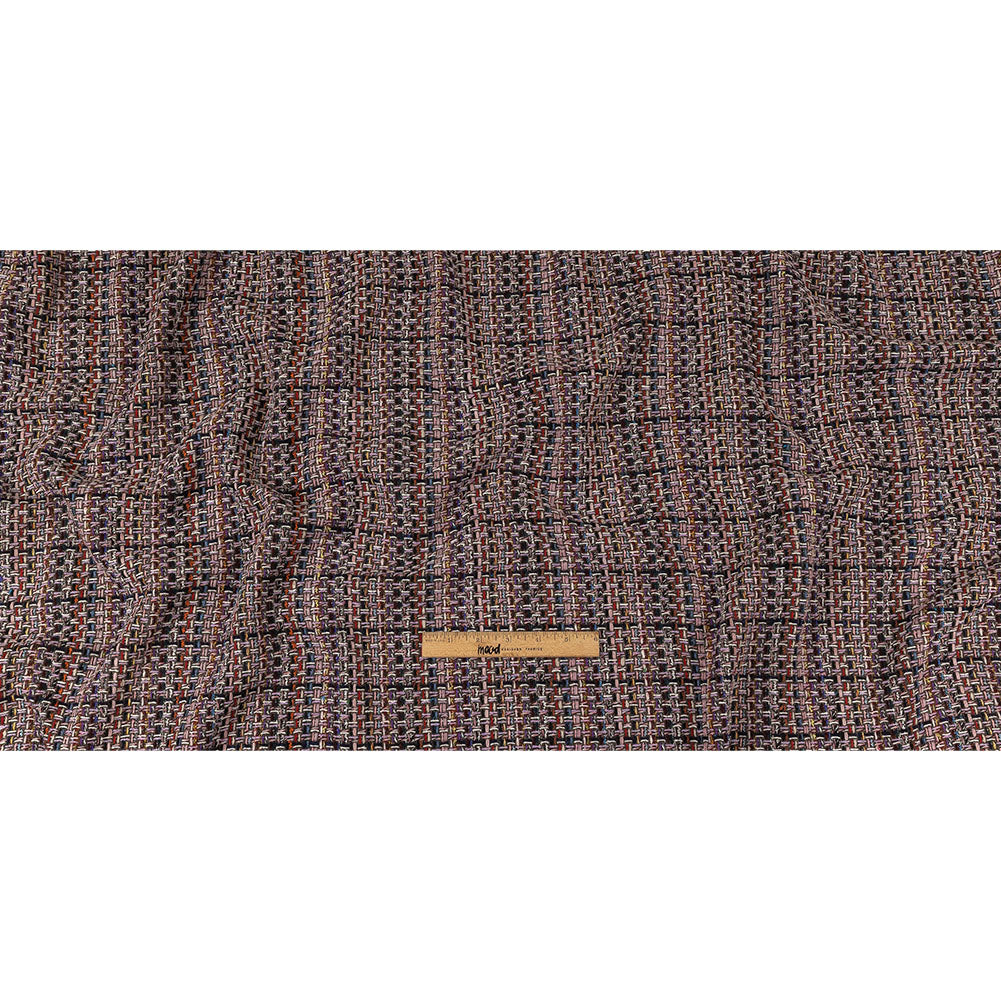 Italian Lilac, Gray and Multicolor Tweedy Plaid Blended Wool Woven Full