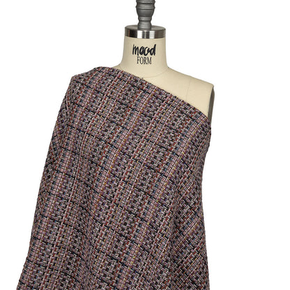 Italian Lilac, Gray and Multicolor Tweedy Plaid Blended Wool Woven Drape