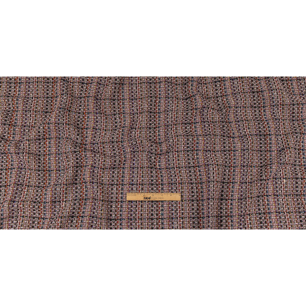 Italian Olive, Lilac and Multicolor Tweedy Plaid Blended Wool Woven Full