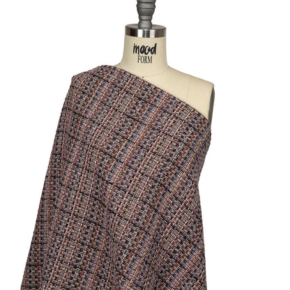 Italian Olive, Lilac and Multicolor Tweedy Plaid Blended Wool Woven Drape