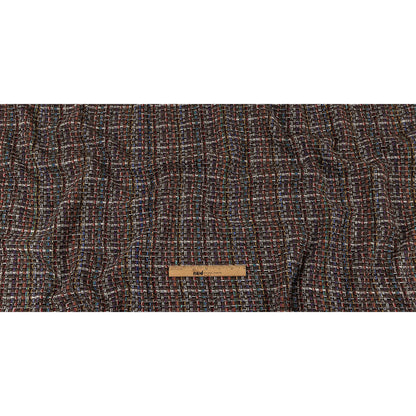 Black Coffee, Cream and Multicolor Tweedy Plaid Blended Wool Woven Full