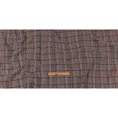 Gray, Navy and Multicolor Tweedy Plaid Blended Wool Woven Full