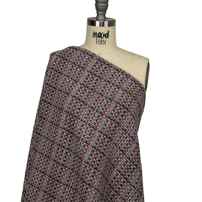 Gray, Navy and Multicolor Tweedy Plaid Blended Wool Woven Drape