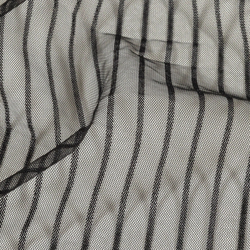 Embroidery Striped Tulle - Black - Elsinore Collection - Detail