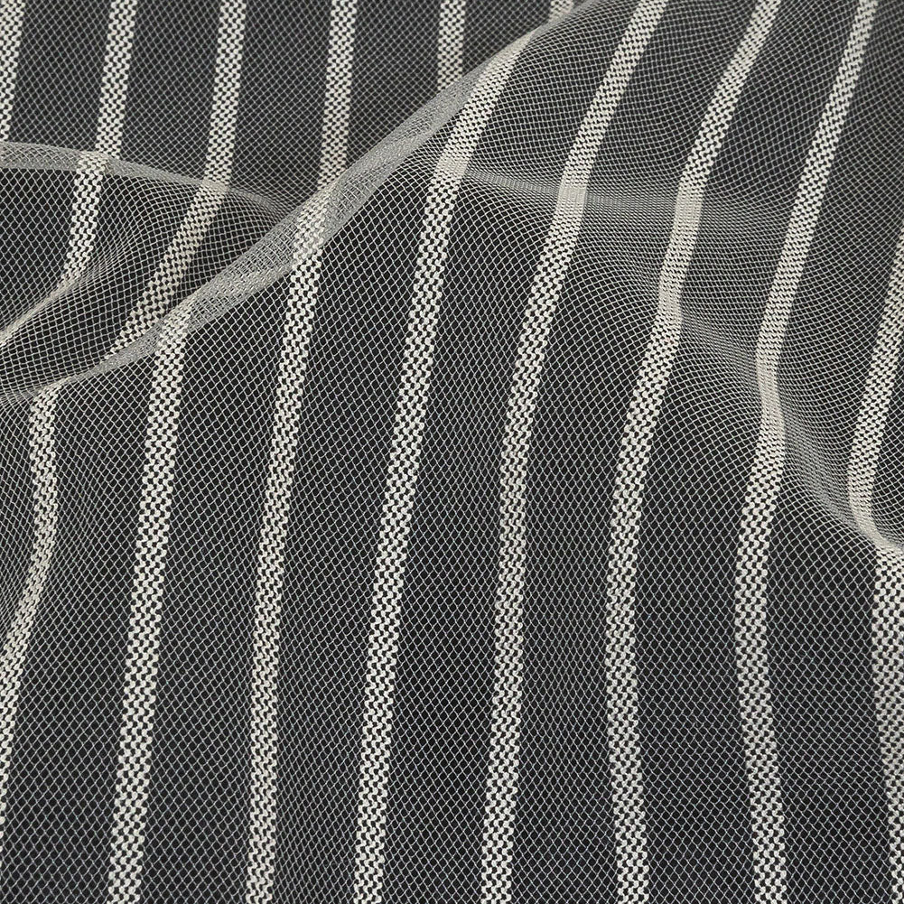 Embroidery Striped Tulle - White - Elsinore Collection - Detail