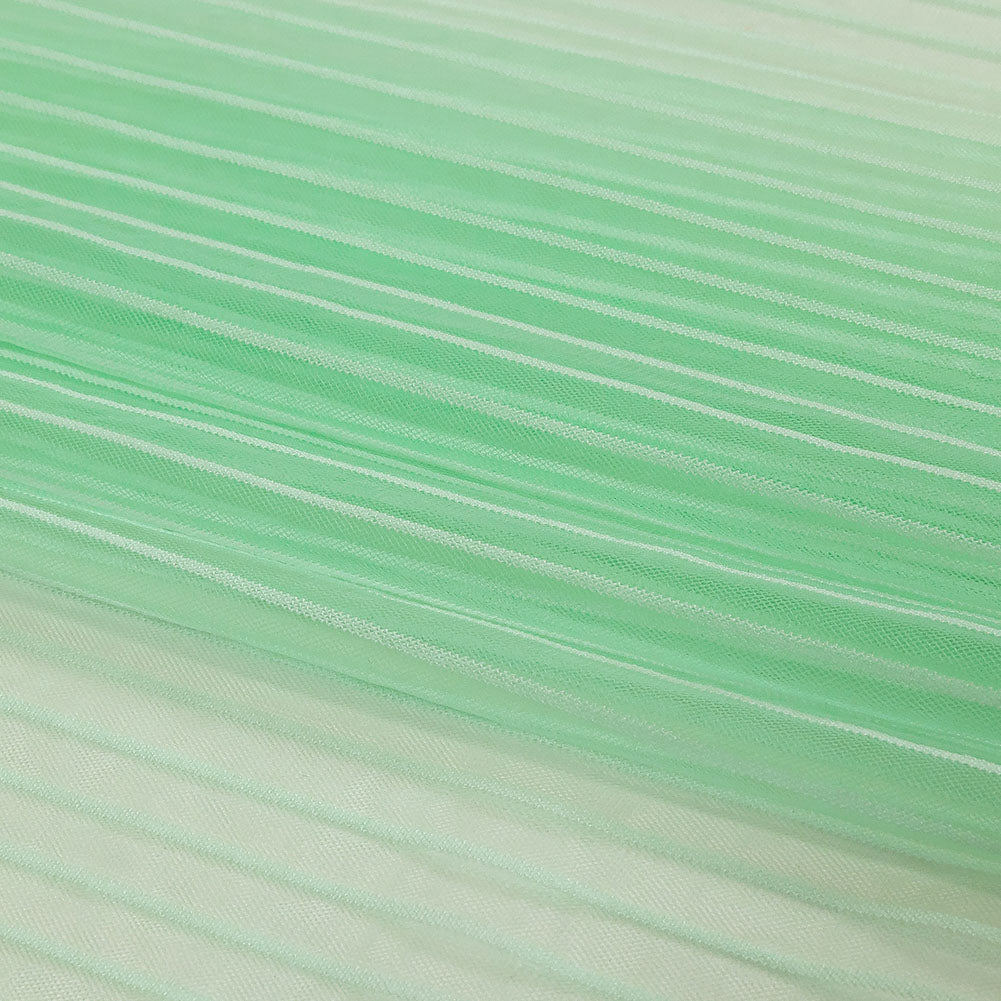 Embroidery Striped Tulle - Subtle Green - Elsinore Collection - Folded