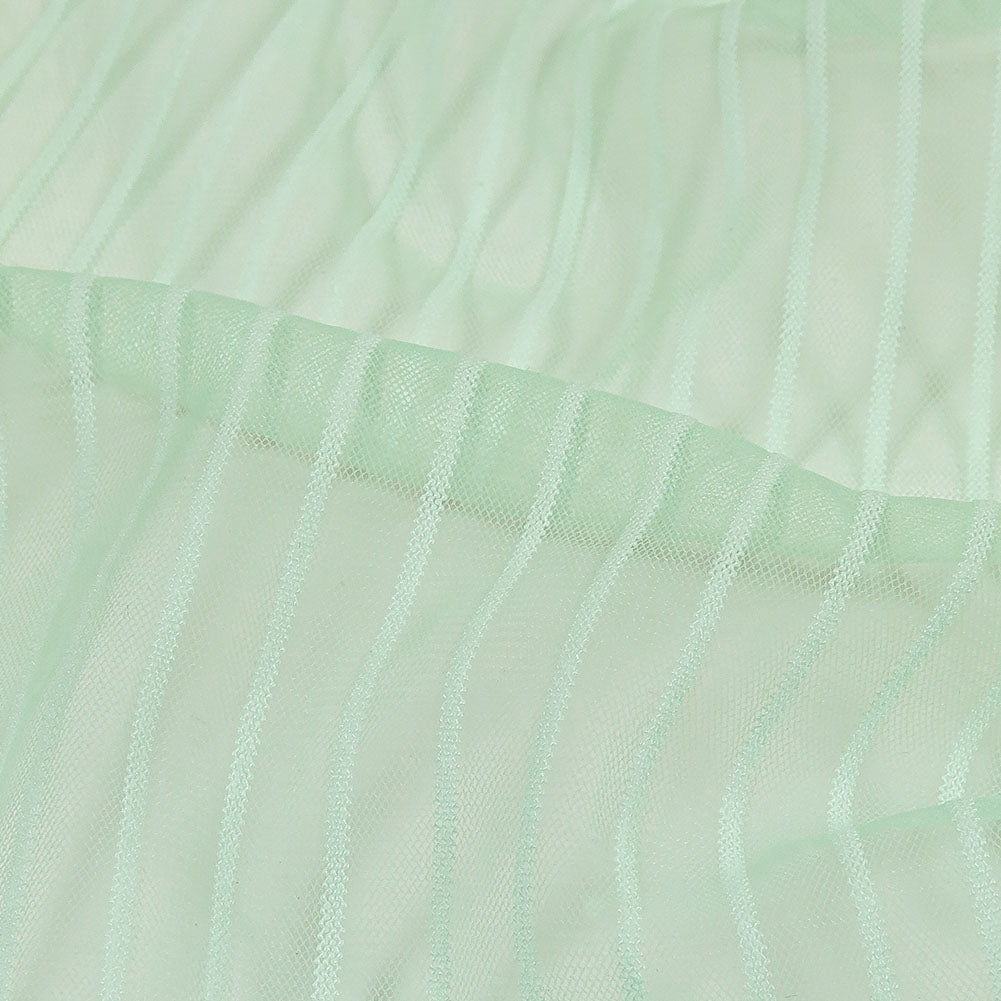 Embroidery Striped Tulle - Subtle Green - Elsinore Collection - Detail