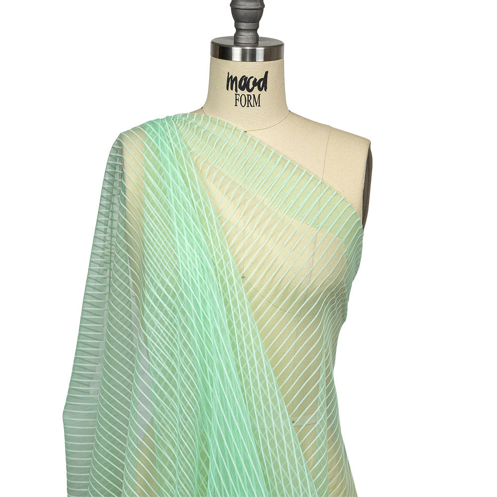 Embroidery Striped Tulle - Subtle Green - Elsinore Collection - Drape