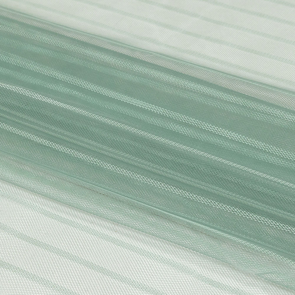 Embroidery Striped Tulle - Gray Green - Elsinore Collection - Folded