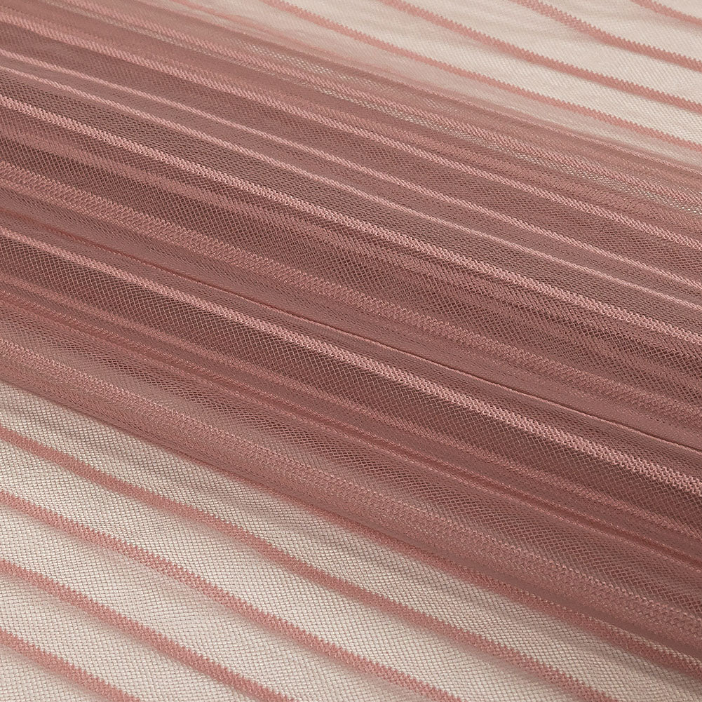 Embroidery Striped Tulle - Dusty Rose - Elsinore Collection