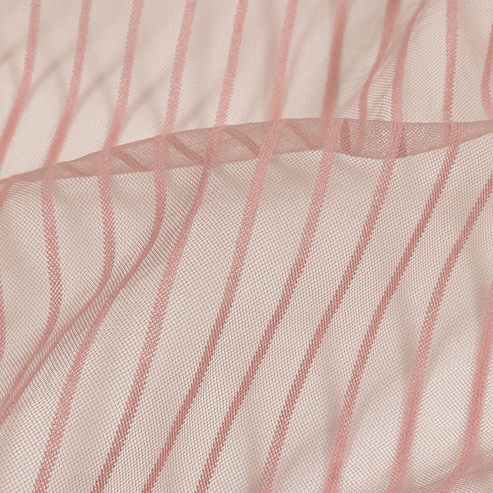 Embroidery Striped Tulle - Dusty Rose - Elsinore Collection