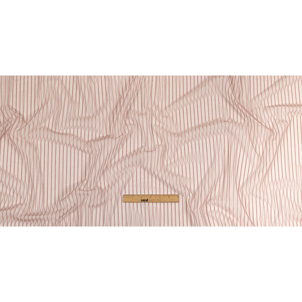 Embroidery Striped Tulle - Dusty Rose - Elsinore Collection