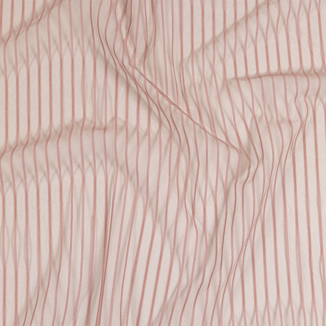 Embroidery Striped Tulle - Dusty Rose - Elsinore Collection
