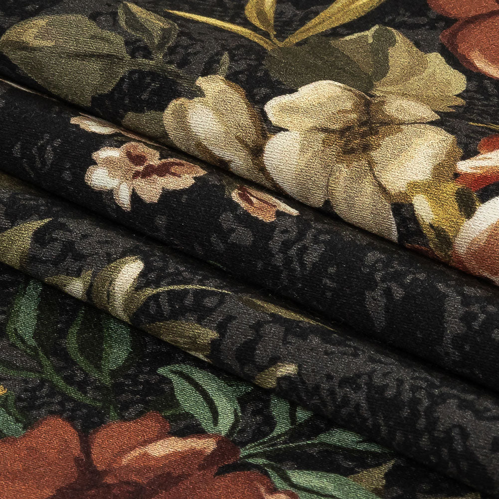 Mood Exclusive Charcoal Garden of Eden Stretch Cotton Sateen Folded