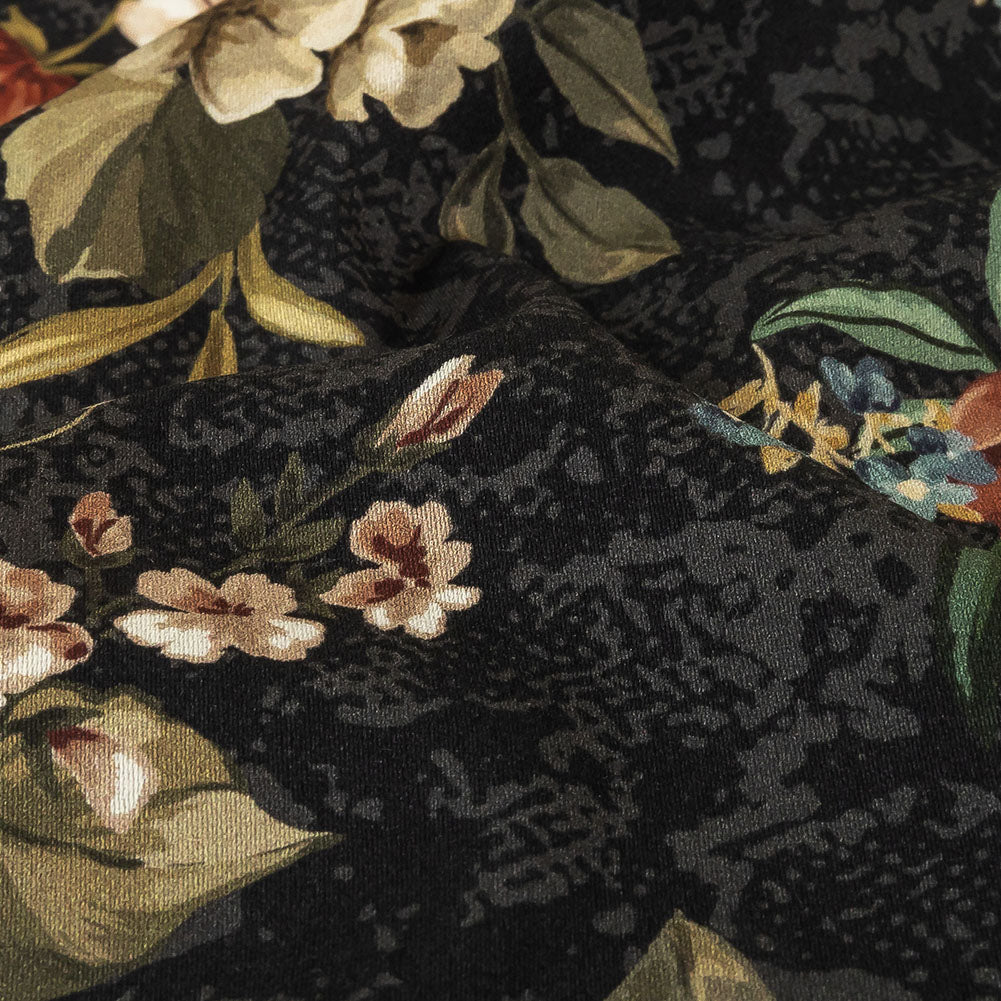 Mood Exclusive Charcoal Garden of Eden Stretch Cotton Sateen Detail