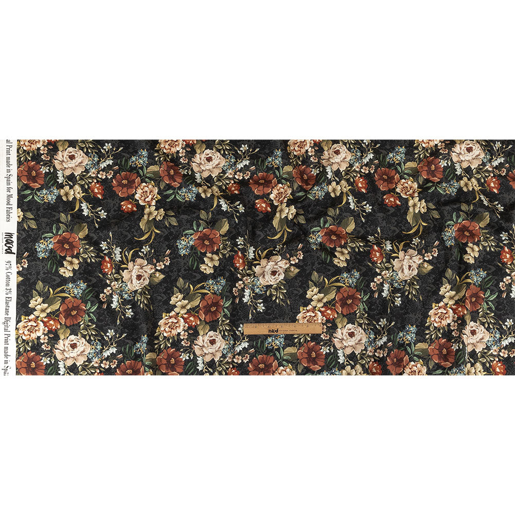 Mood Exclusive Charcoal Garden of Eden Stretch Cotton Sateen Full