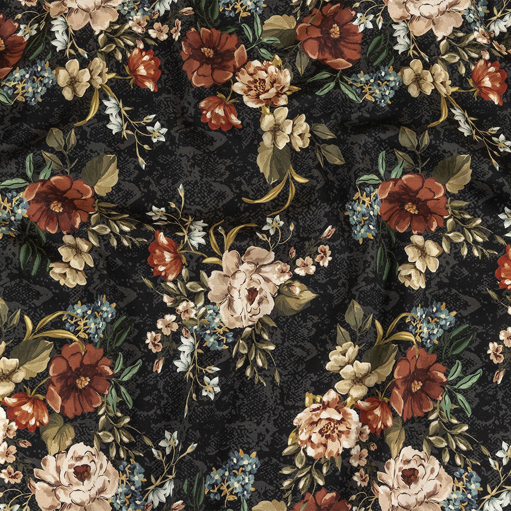 Mood Exclusive Charcoal Garden of Eden Stretch Cotton Sateen