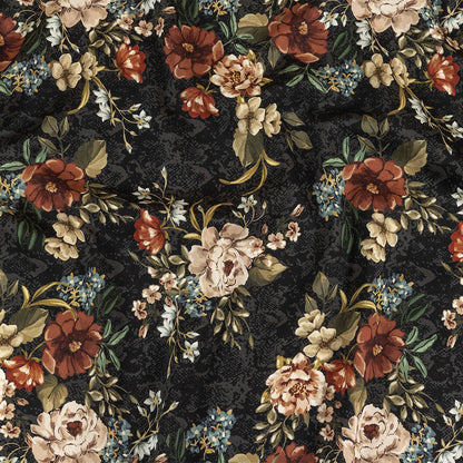 Mood Exclusive Charcoal Garden of Eden Stretch Cotton Sateen