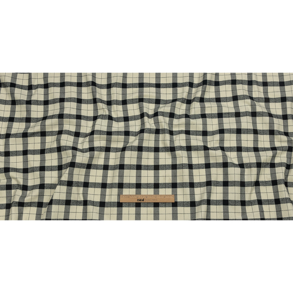 Cream and Black Plaid Brushed Cotton Twill Full