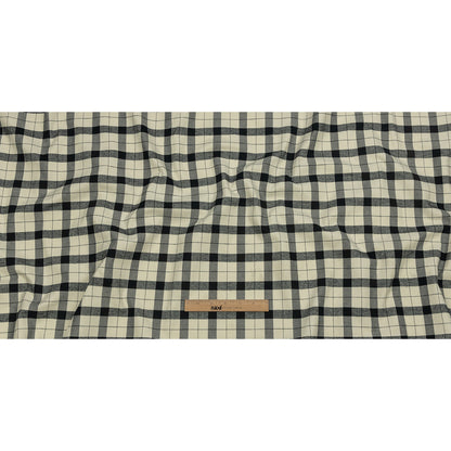 Cream and Black Plaid Brushed Cotton Twill Full