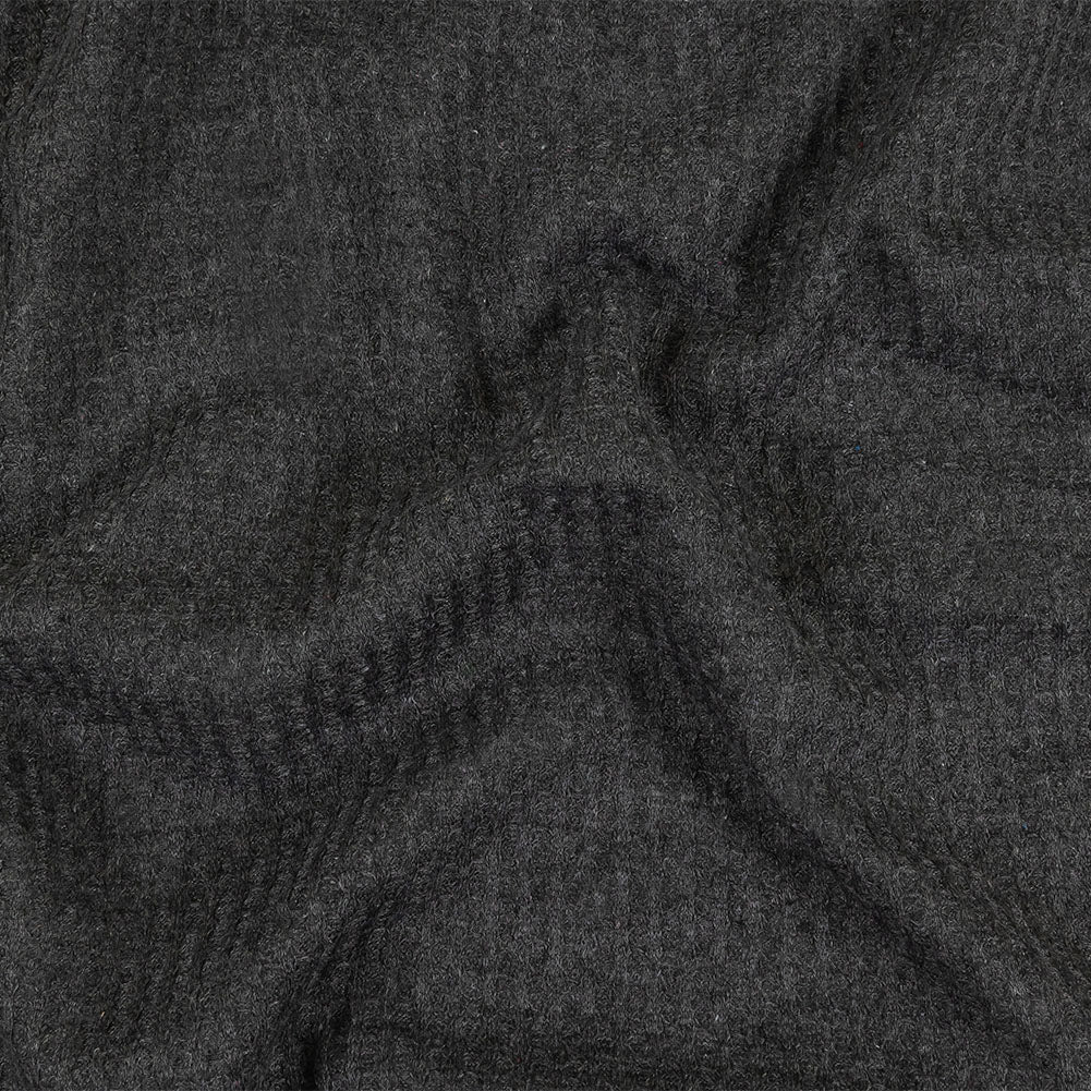 Charcoal Heathered Polyester Waffle Sweater Knit