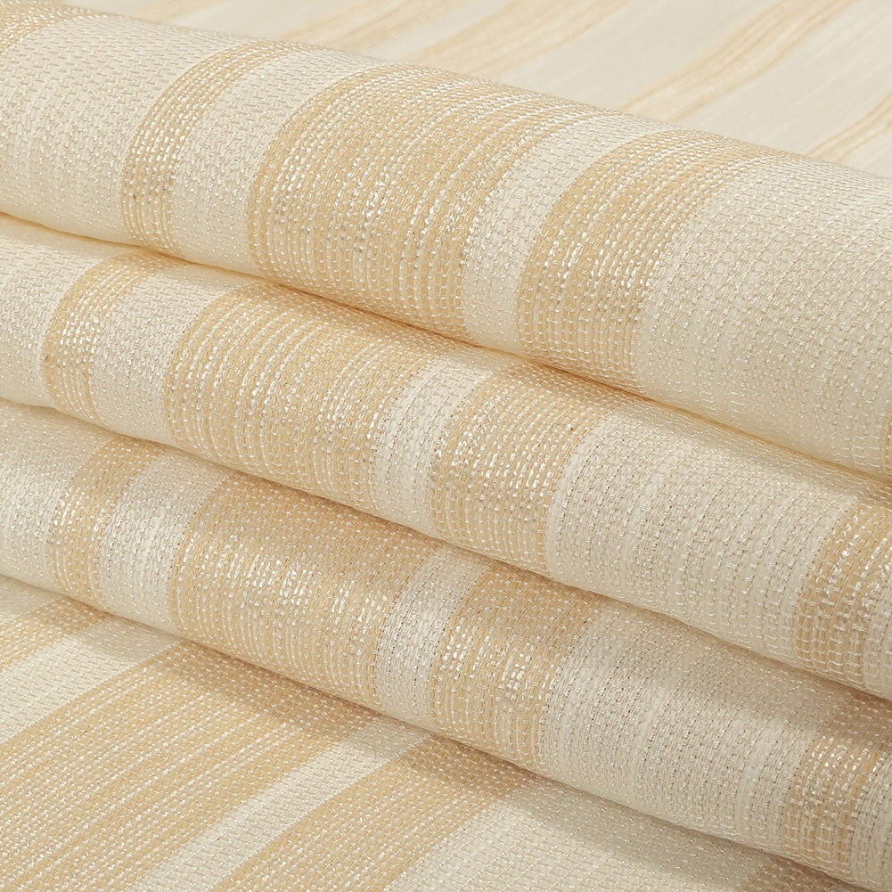 Pale Gold and Ivory Striped Polyester Woven Folded