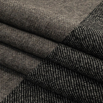 Black and Gray Diagonal Stripes Blended Wool Twill Double Cloth Coating Folded