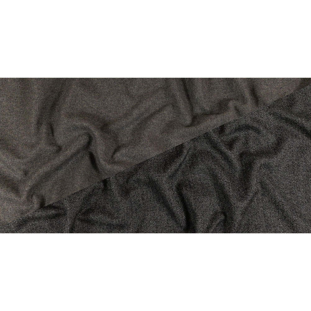 Black and Gray Diagonal Stripes Blended Wool Twill Double Cloth Coating Full