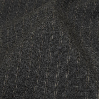 Gray and Beige Pinstriped Cotton and Polyester Suiting Detail