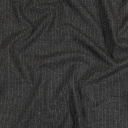 Gray and Beige Pinstriped Cotton and Polyester Suiting