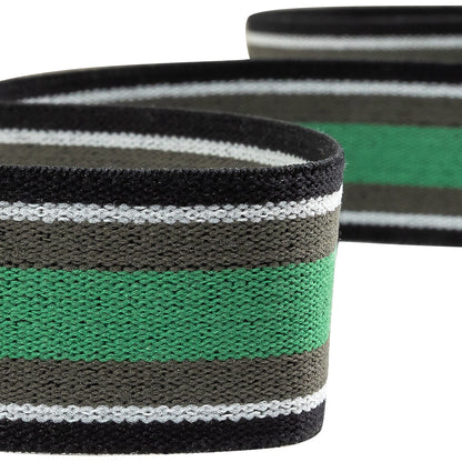 Green, Gray and Black Striped Elastic Trim - 1.25" Detail